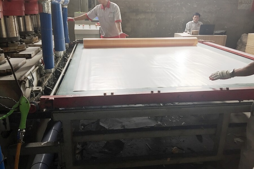 Giấy Melamine chuẩn bị được đưa vào quy trình ép