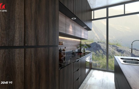 Thiết kế vân gỗ óc chó trong BST V Số