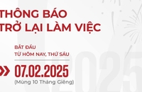 Thông báo làm việc trở lại