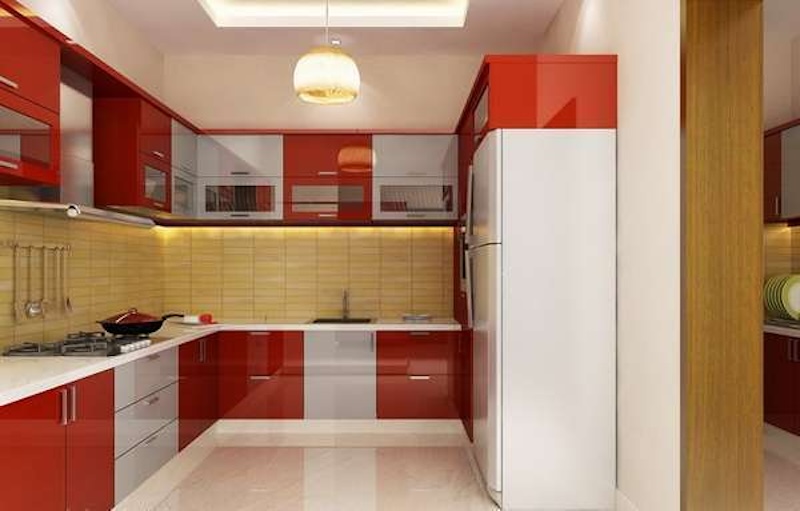 tu bep laminate mau do vang trang